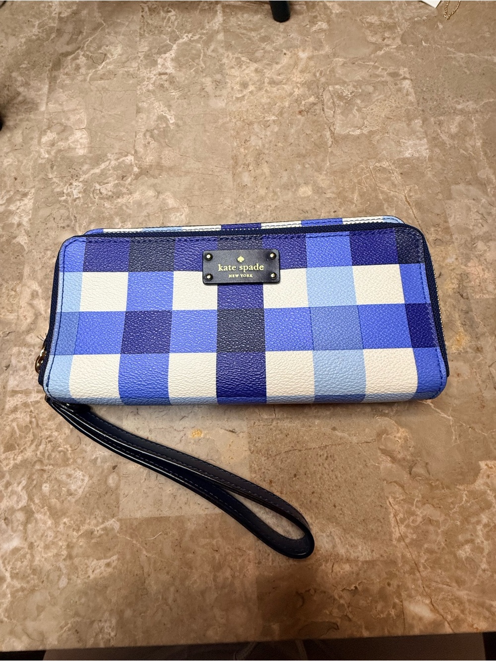 Kate Spade 4x8 Blue Gingham
Checkered Leather Wallet wristlet